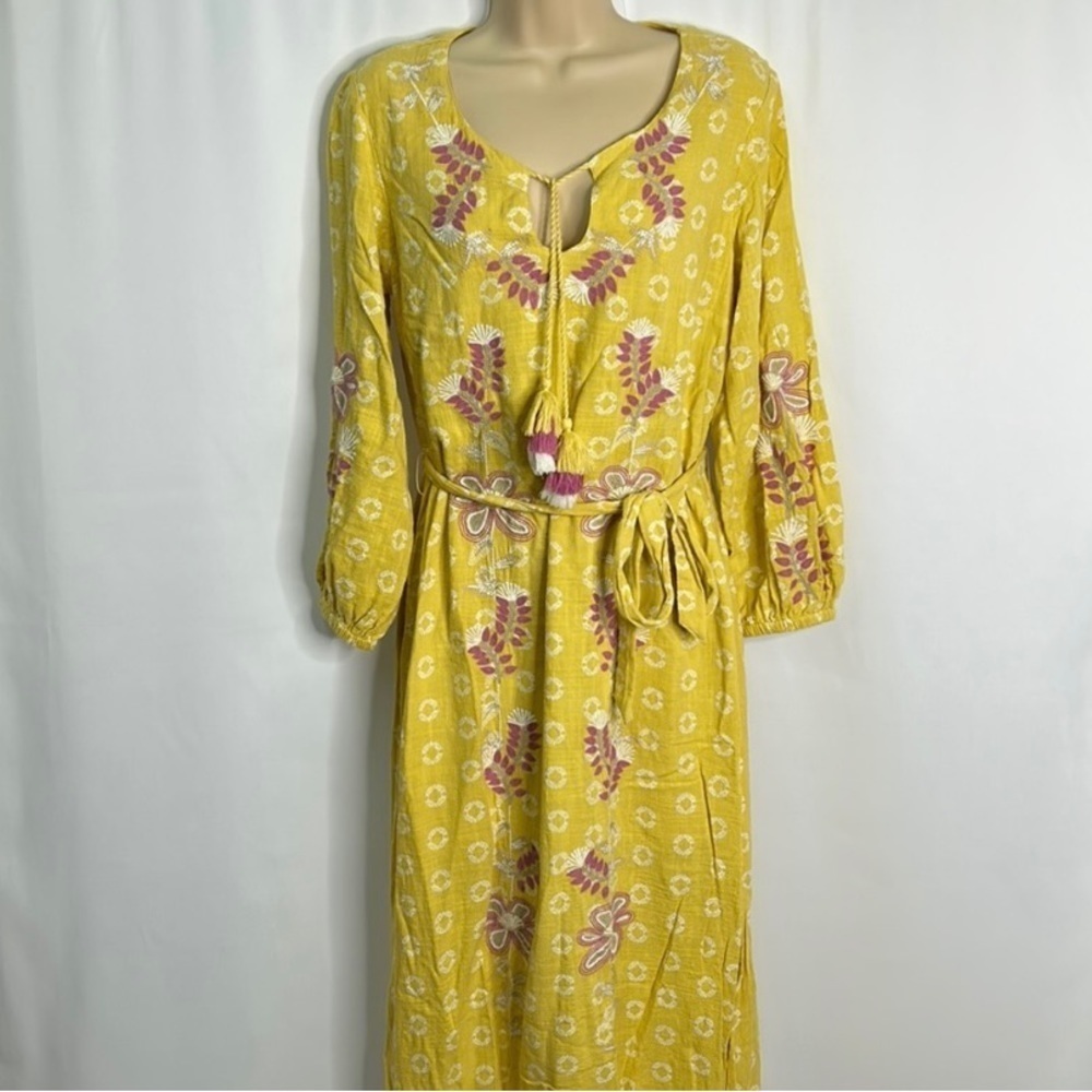 Embroidered Linen Midi Dress Caftan / Resort Wear NWT XS - Picture 4 of 15